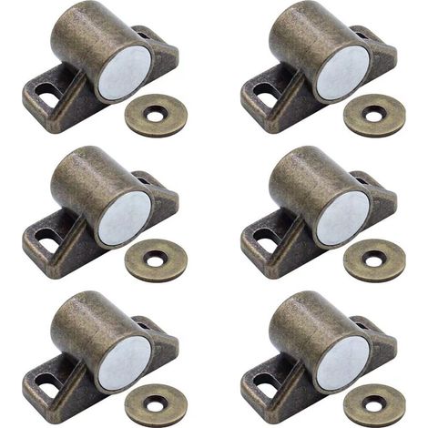 Set di 6 chiusure magnetiche per porte, chiusura magnetica (rotonde, bronzo)