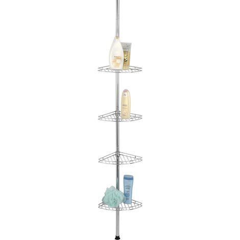 Wenko – Étagère d'angle de douche en inox – Hauteur réglable 56-275 cm – Fixation sans perceuse – Rangement pour produits de bain