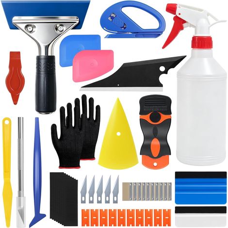 48 Pcs Car Tinted Film Covering Tools Kit with Felt Squeegee and Felt Replacement Parts, Craft Knife, Safe Vinyl Cutter, Mini Squeegee Kit (1/5)