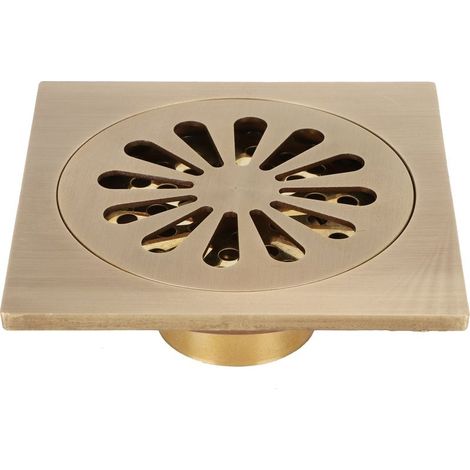 Siphon de sol en cuivre antique 10x10cm Profondeur drainage ≥ 6cm Prévention obstructions et odeurs Pour douche et salle de bains (1/5)