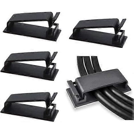 Gestion des câbles, 50 clips adhésifs pour organiser les câbles électriques, notamment les câbles Ethernet, et système de gestion des câbles pour TV, PC, ordinateur portable et bureau. (1/5)