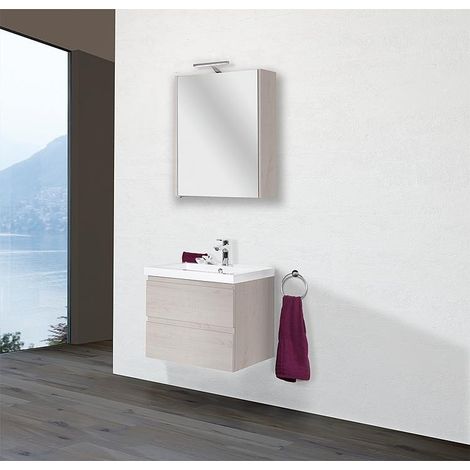 Ensemble de meubles de salle de bains ELAI Série MBO décor chêne clair largeur 600mm 2 tiroirs (1/5)