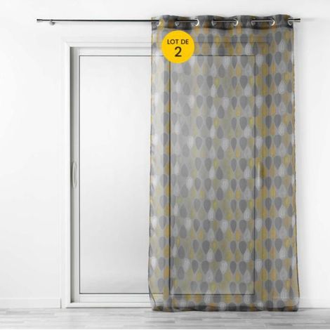 Lot de 2 Voilages a oeillets 140 x 240 cm imprimé Palpito Jaune (1/4)