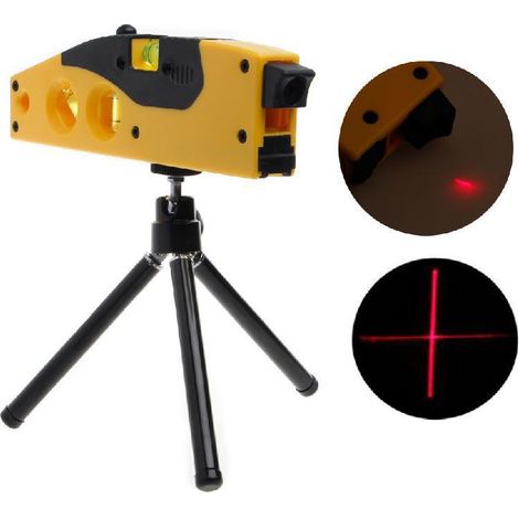 Niveau laser polyvalent 4 en 1, portable et puissant, avec ruban à mesurer standard et métrique, et règles graduées en millimètres.