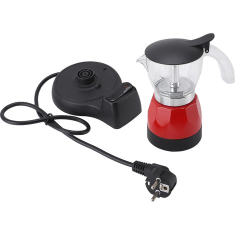 Cafetière électrique 150ml, 3 tasses, Pot à moka en aluminium, percolateur italien pour la maison, rouge