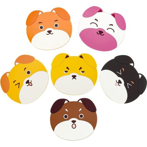 Ensemble de 6 sous-verres décoratifs en silicone avec des têtes de chien. (1/5)