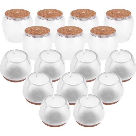 16 embouts de protection antidérapants transparents en PVC pour pieds de table, chaise et meubles (taille L) (1/5)