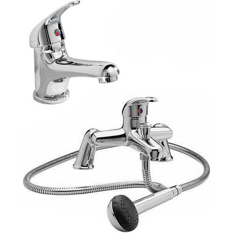Studio Modern Chrome Basin Sink Mono Mixer Tap & Bath Shower Mixer Tap Set (1/5)