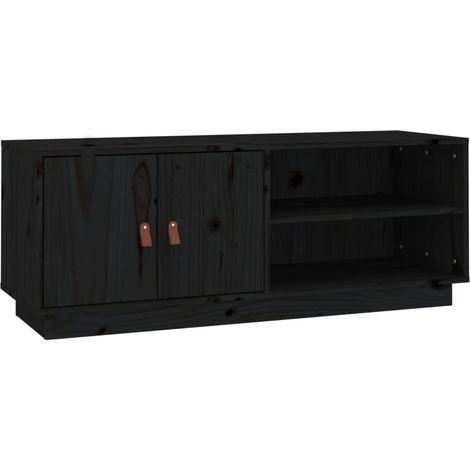 Mueble TV multimedia estantería para televisión buffet para televisión comedor salón dormitorio 105 x 34 x 40 cm madera maciza de pino negro 020025686