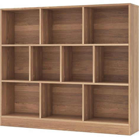 Libreria a 10 scomparti 120 x 24 x 104 cm versatile contenitore in legno naturale 200017783