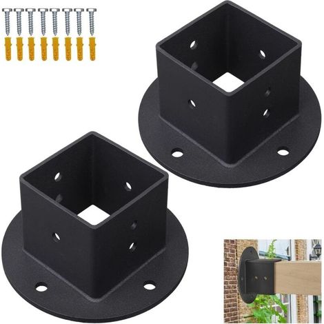 Supports de Fixation Carrés 50x50 mm en Acier Noir pour Pergola Balustrade Pont Clture -ULISEM (1/5)