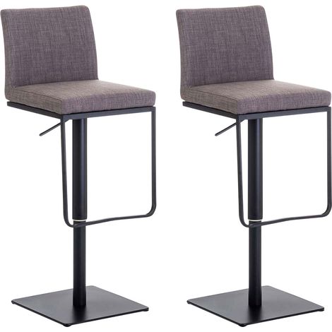 Set di 2 sgabelli da bar con rivestimento in tessuto Panama grigio nero