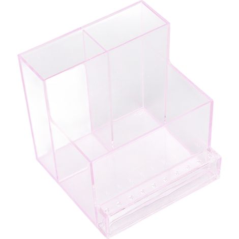 Boîte de rangement acrylique pour perceuse à ongles rose, support de stockage d'outils de manucure, coffret de rangement pour accessoires de nail art. (1/5)