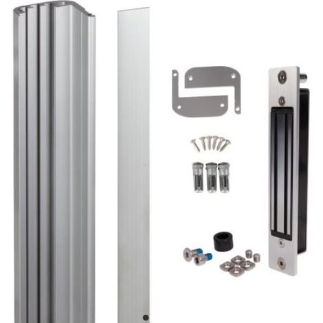 Locinox – Kit ventouse électromagnétique MAGUNIT2500 – bandeau de finition argent 2M – installation extérieure prête à poser – 12/24 VDC (1/2)