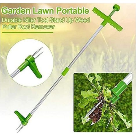 Arrache-mauvaises herbes - Extracteur de mauvaises herbes manuel portatif en aluminium à longue poignée pour pelouse de jardin (1/4)