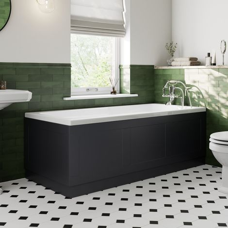 1700/700mm Bath Panel Pack Side End Gloss Black MDF Bathroom Traditional