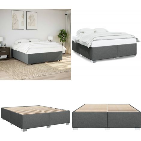 Bettgestell ohne Matratze Dunkelgrau 200x200 cm Stoff - Bettes Gestell - Doppelbett - Massivholzbette - Bettfundamente - Holzbetten - Home & Living (1/5)