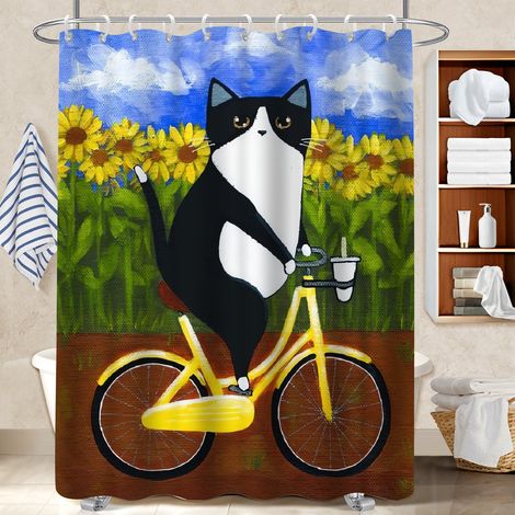 Rideau de bain imprimé polyester 180x180 déco d‘intérieur bâche polyester douche pour cacher un carrelage un peu vieillot (1/5)
