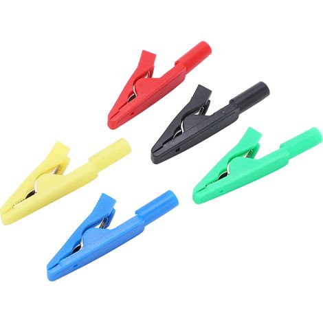 Pince crocodile isolée à aiguille U16 2mm, queue de cochon, rouge noir jaune vert bleu, lot de 5 (1/5)