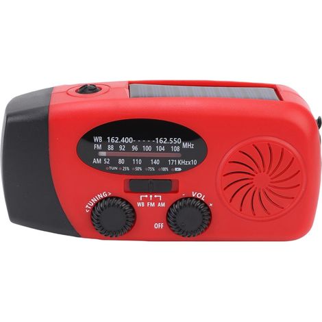 Radio Météo d'urgence à Manivelle Solaire NOAA AM FM avec Banque (1/5)