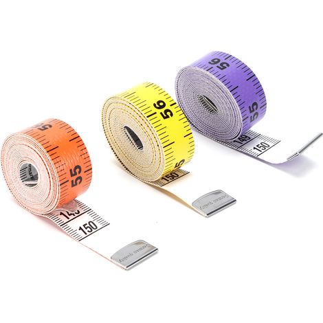 Lot de 3 mètres ruban souples en PVC coloré, double face, pour la couture, la confection et le tricot. (1/5)