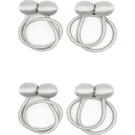 Lot de 4 supports magnétiques pour rideaux, gris argenté (1/5)
