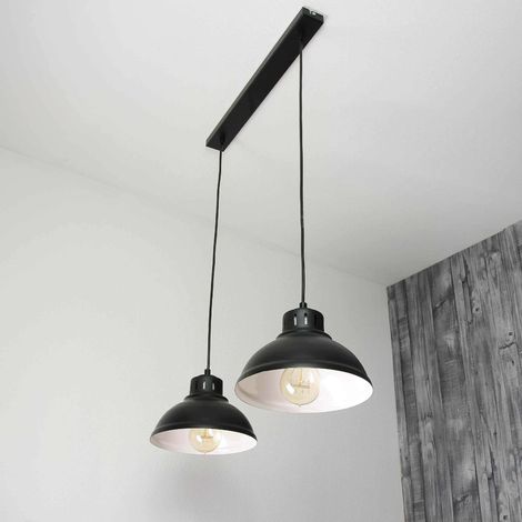 Hängeleuchte 2-flammig Schwarz E27 Industrial Vintage Pendelleuchte Hängelampe Esstisch (1/5)