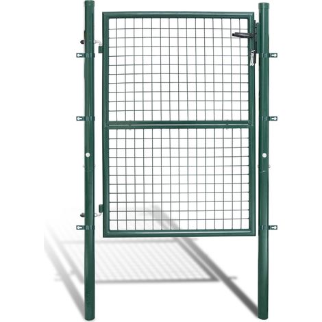 Wolketon Cancello da giardino in rete. acciaio zincato. recinzione con serratura. cancello 150 x 100 cm. verde