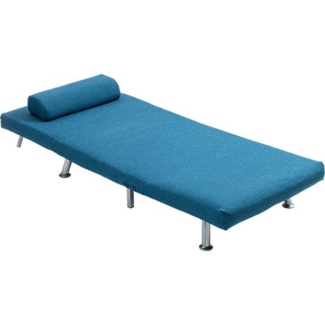 Single LinenLook Sleeper Chair  Blue (1/5)