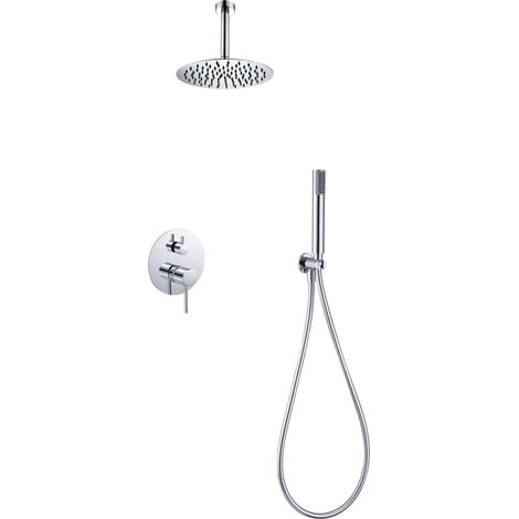 IMEX Kit de ducha empotrable de 2 vías Tivoli acero y latón acabado cromo monomando con rociador Ø25 y teleducha - Imex-GPT039 (1/3)
