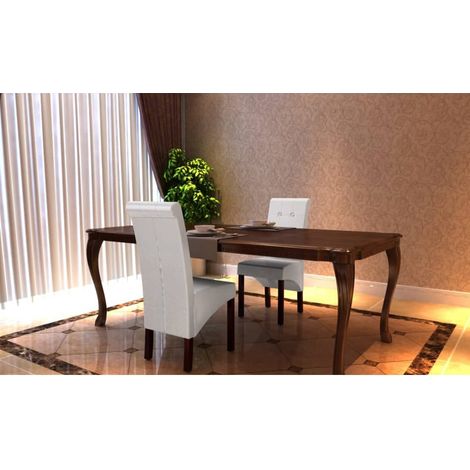 Lot de 2 Chaises Chaises de salle à manger Chaise de cuisine Blanc Similicuir 43399 (1/5)