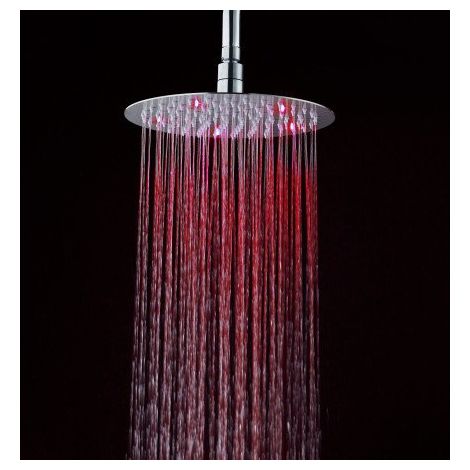 Soffione doccia ultraslim tondo con led cromoterapia acciaio inox satinato D30 cm VEGAS (1/2)