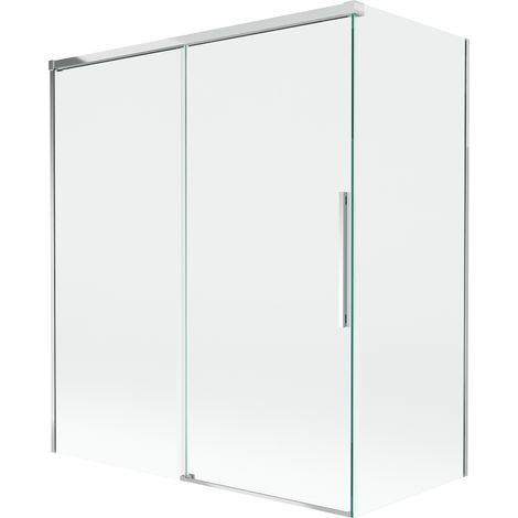 Mexen Rox Badewannenabtrennung 2-flügelig, verschiebbar 140 + 70 x 150 cm, transparent, Chrom - 8C9-140-070-01-00