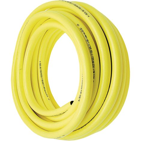 Tubo per irrigazione da giardino in PVC giallo, diametro 30 mm (1 1/4"), lunghezza 25 m.