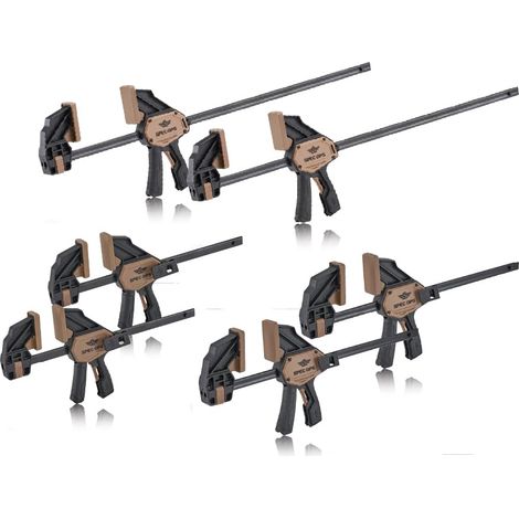 Lot de 6 pinces à gâchette pour travail du bois - Taille M : 17,8 cm - Taille L : 33 cm - Taille L : 63,5 cm - Pince à barre à une main (1/5)
