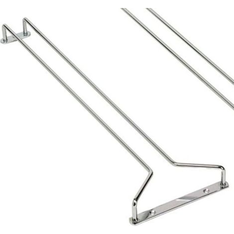 Porte-verres à vin chromé 415x145mm élégant et fonctionnel pour bar ou cuisine, sécurisé avec rails anti-chute, diamètre max 9cm, gain de place optimal (1/3)