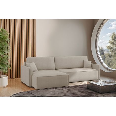 Ecksofa Schlafsofa Sofa LOUIS Stoff Scala Beige Ottomane Links (1/4)