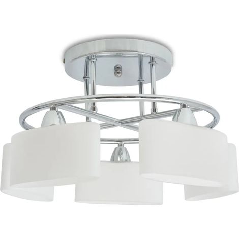 Plafonnier moderne design avec 5 globes ellipsoïdes salon 42,5 x 25 cm en métal noir (1/3)