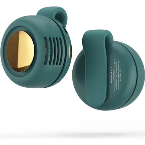 Ventilateur portable à pince rechargeable USB, mini ventilateur à pince pour le cou et la taille, ventilateur climatiseur réglable (1 pièce) Vert (1/4)