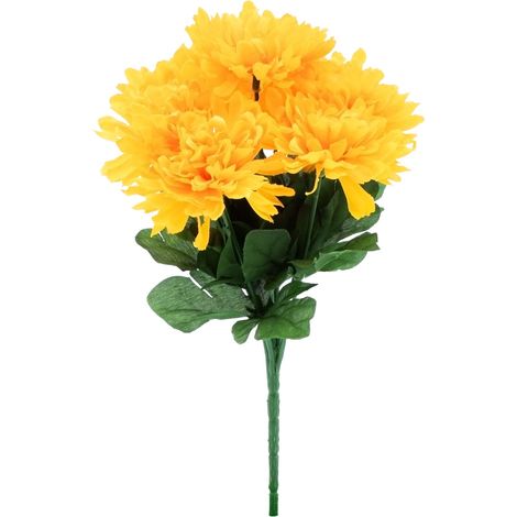 Chrysanthemen Strauß künstlich 2er Set - gelb - Deko Blumenstrauß mit 7 Stielen - Strauß Kunst Päonie Dekorpflanze Kunstblumen Blumen Bouquet künstlich