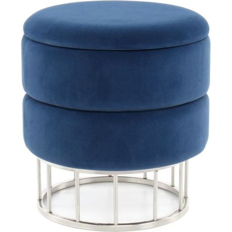 Pouf & Coffre de Rangement "Zéro" 41cm Bleu (1/3)