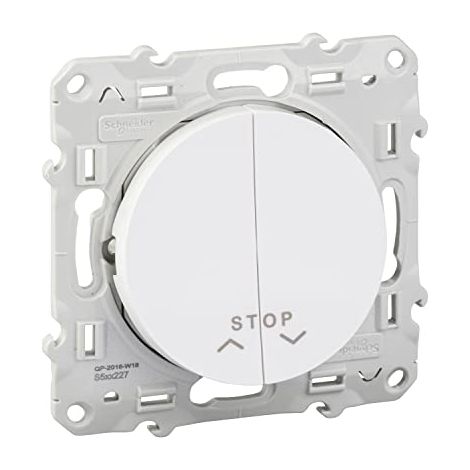 Schneider Electric – Bouton poussoir volets roulants blanc – Interrupteur avec fonction stop – Installation rapide – S520227 (1/6)