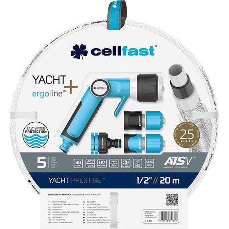 Jeu De Tuyaux Yacht De 12,5 Mm X 20 M Avec Raccords Et Pistolet Cellfast (1/2)