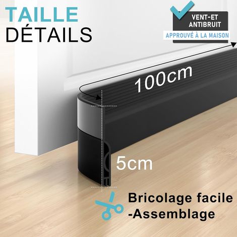 Bas de porte anti-courant d'air & étanchéité porte(Noir, 1M) - bas boudin de porte isolant (rapide à installer),idéal pour Porte d'entrée l'isolation joint contre le froid, le bruit (1/5)