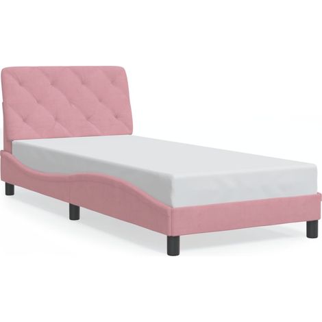 Lit simple,Lit adulte,Cadre de lit sans matelas rose 90x190 cm velours CFW5514593 (1/5)