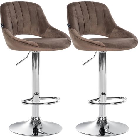 Lot de 2 tabourets de bar Milet en velours Marron Métal chromé