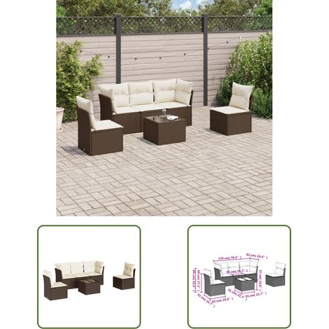 vidaXL Salon de jardin avec coussins 6 pcs marron résine tressée (1/3)