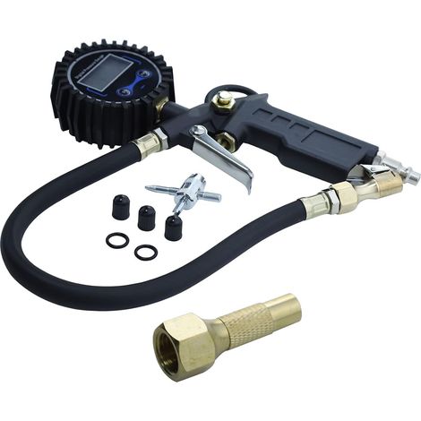 Manomètre avec gonfleur de pneu digital avec coupleur à connexion rapide, résolution d'affichage 0,1, accessoires de voiture pour SUV, camion, camping-car (1/5)