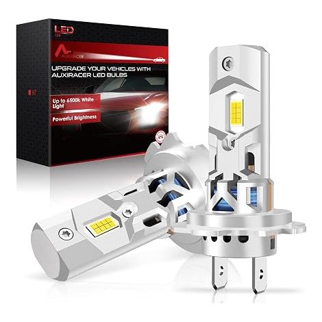 H7 LED Bulbs, 32000LM 6500K Cool White 120W, H7 LED Headlight Bulb, Mini 1:1 Format with 15000RPM Silent Fan Plug and Play for Auto and Motorcycle, 2 Pieces (1/5)
