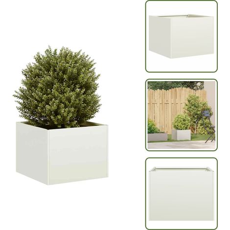 Jardinière blanc 40x40x30 cm acier - Jardinière - Jardinières - Pot De Fleurs - Support De Jardinière (1/5)